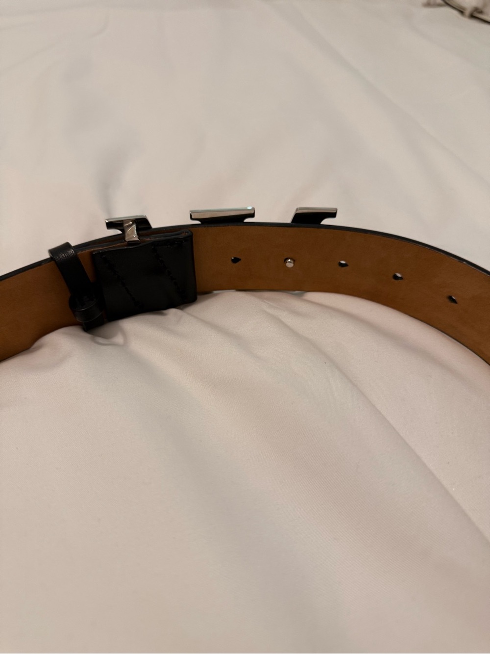 Alexander Wang Black Leather Belt with Silver W Buckle - Picture 2 of 3